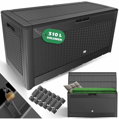 Kesser® Arcón De Almacenaje 310 L Con Ruedas, Efecto Ratán - Antracita Kesser® Arcón De Almacenaje 310 L Con Ruedas, Efecto Ratán - Antracita