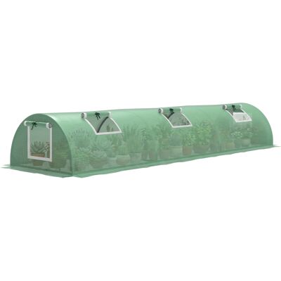 JHY DESIGN Pequeño Invernadero Con 5 Ventanas Y Una Rejilla Central, Fabricado En Acero, Pe Y Pp, 300 X 80 X 45 Cm, Verde. JHY DESIGN Pequeño Invernadero Con 5 Ventanas Y Una Rejilla Central, Fabricado En Acero, Pe Y Pp, 300 X 80 X 45 Cm, Verde.