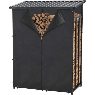 HELLOSHOP26 Leñero Cubierto Con Funda Protectora Leñero De Acero 185 X 130 X 70 Cm Negro 030008838 HELLOSHOP26 Leñero Cubierto Con Funda Protectora Leñero De Acero 185 X 130 X 70 Cm Negro 030008838