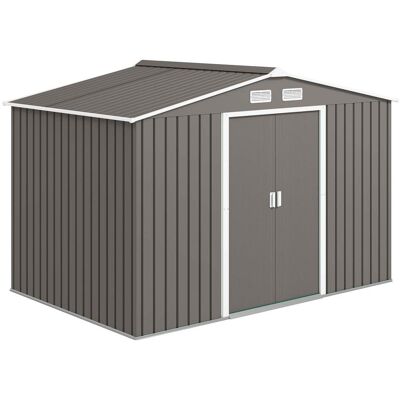 HELLOSHOP26 Caseta De Jardín Exterior 277 X 195 X 192 Cm Puerta Corredera Ventilación Óptima Industrial Contemporánea De Acero Gris 210004034 HELLOSHOP26 Caseta De Jardín Exterior 277 X 195 X 192 Cm Puerta Corredera Ventilación Óptima Industrial Contemporánea De Acero Gris 210004034