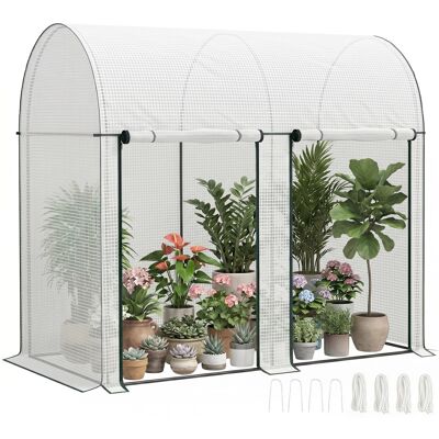 JHY DESIGN Invernadero Exterior Con Puertas De Doble Cremallera Y Cubierta De Pe Para El Cultivo De Plantas, 200 X 100 X 178 Cm, Blanco. JHY DESIGN Invernadero Exterior Con Puertas De Doble Cremallera Y Cubierta De Pe Para El Cultivo De Plantas, 200 X 100 X 178 Cm, Blanco.