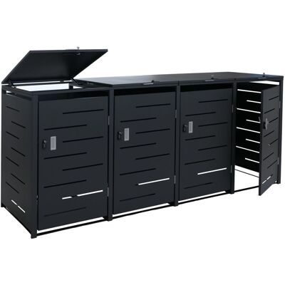 DÉCOSHOP26 Ubo De Basura Exterior Para 4 Contenedores De 80 A 240 L De Acero Antracita Cobertizo Para Cubos Con Tapas De Gas Y Puertas Con Cerradura 04000893 DÉCOSHOP26 Ubo De Basura Exterior Para 4 Contenedores De 80 A 240 L De Acero Antracita Cobertizo Para Cubos Con Tapas De Gas Y Puertas Con Cerradura 04000893