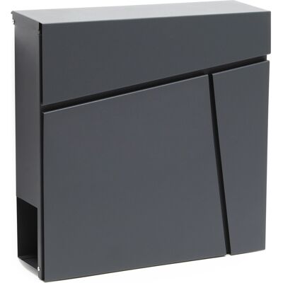 Wiltec - Buzón De Diseño V23 Antracita 370 X 105 X 370 Mm, De Pared Con Cerradura Y Hueco Para El Periódico, De Acero Con Recubrimiento En Polvo Wiltec - Buzón De Diseño V23 Antracita 370 X 105 X 370 Mm, De Pared Con Cerradura Y Hueco Para El Periódico, De Acero Con Recubrimiento En Polvo