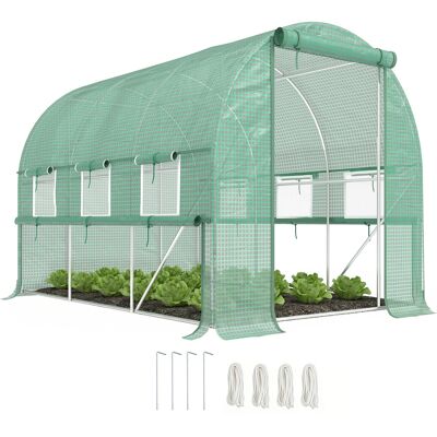 JHY DESIGN Invernadero De Acero Para Hortalizas De 3 X 2 X 2 M Con Cubierta De Pe, Puertas Con Cremallera Y Ventanas De Malla, Verde JHY DESIGN Invernadero De Acero Para Hortalizas De 3 X 2 X 2 M Con Cubierta De Pe, Puertas Con Cremallera Y Ventanas De Malla, Verde