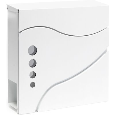 Wiltec - Buzón De Pared V31 Blanco 370 X 105 X 370 Mm, Buzón De Pared Con Cerradura, Mirilla Y Compartimento De Periódico, Buzón De Acero Con Recubrimiento En Polvo Wiltec - Buzón De Pared V31 Blanco 370 X 105 X 370 Mm, Buzón De Pared Con Cerradura, Mirilla Y Compartimento De Periódico, Buzón De Acero Con Recubrimiento En Polvo