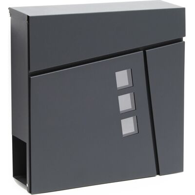 Wiltec - Buzón De Diseño V24 Antracita 370 X 105 X 370 Mm, De Pared Con Cerradura Y Hueco Para El Periódico, De Acero Con Recubrimiento En Polvo Wiltec - Buzón De Diseño V24 Antracita 370 X 105 X 370 Mm, De Pared Con Cerradura Y Hueco Para El Periódico, De Acero Con Recubrimiento En Polvo