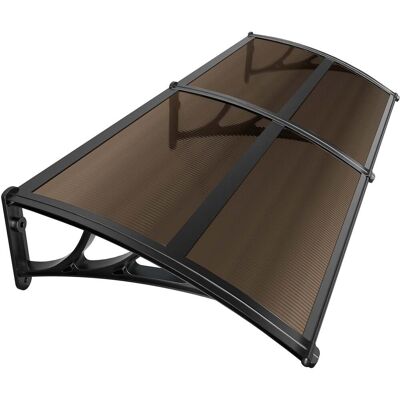 Vounot® Marquesinas Exterior Para Puertas Y Ventanas Tejadillo Protección Con Barra Central, 200x80cm Marrón Vounot® Marquesinas Exterior Para Puertas Y Ventanas Tejadillo Protección Con Barra Central, 200x80cm Marrón