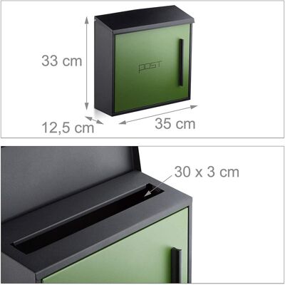 HELLOSHOP26 Buzón De Pared Moderno De Acero Bicolor Diseño 35 Cm Negro Verde 1300004712 HELLOSHOP26 Buzón De Pared Moderno De Acero Bicolor Diseño 35 Cm Negro Verde 1300004712