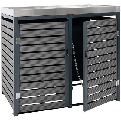 DÉCOSHOP26 Ecinto Doble Con Jardinera 124 X 134 X 84 Cm Wpc / Acero Inoxidable Antracita 04000571 DÉCOSHOP26 Ecinto Doble Con Jardinera 124 X 134 X 84 Cm Wpc / Acero Inoxidable Antracita 04000571