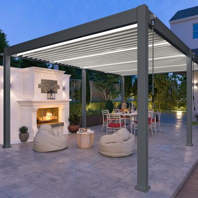 Pérgola Bioclimática Autoportante Ombrea Vs 4x6m - Antracita/blanco Pérgola Bioclimática Autoportante Ombrea Vs 4x6m - Antracita/blanco