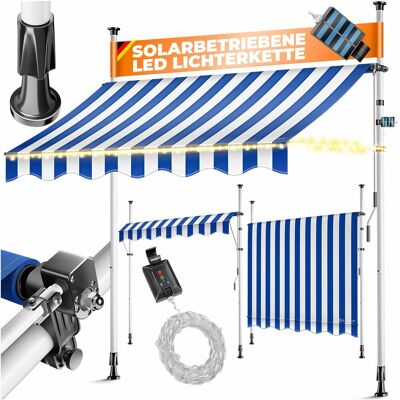 Kesser® Toldo De Sujeción, Manivela Y Led - 400 Cm, Azul / Blanco Kesser® Toldo De Sujeción, Manivela Y Led - 400 Cm, Azul / Blanco
