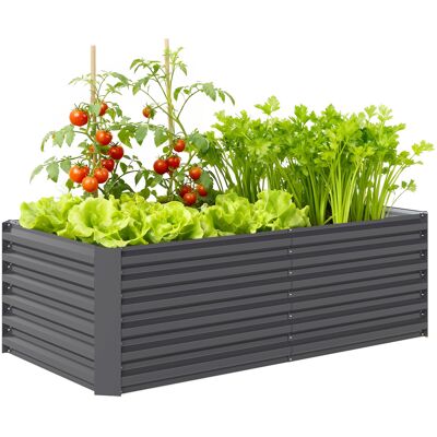 Outsunny Jardinera Exterior Grande Rectangular De Acero Galvanizado Con Base Abierta, Para Cultivar Plantas, Resistente A La Intemperie 180x90x57,5 Cm Outsunny Jardinera Exterior Grande Rectangular De Acero Galvanizado Con Base Abierta, Para Cultivar Plantas, Resistente A La Intemperie 180x90x57,5 Cm