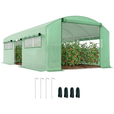 JHY DESIGN Invernadero Tipo Túnel Con 3 Puertas Seccionales Y 6 Ventanas, Fabricado En Acero Galvanizado Y Pe, 6 X 3 X 2 M, Verde JHY DESIGN Invernadero Tipo Túnel Con 3 Puertas Seccionales Y 6 Ventanas, Fabricado En Acero Galvanizado Y Pe, 6 X 3 X 2 M, Verde