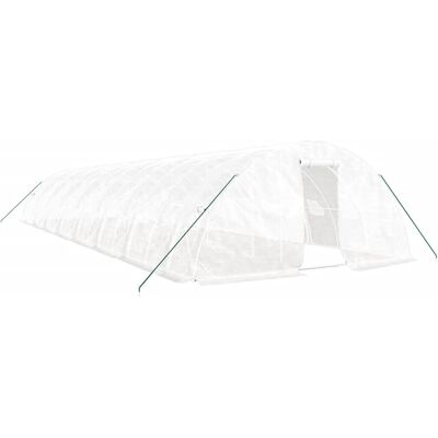 Invernadero vidaXL 16x5x2,3m Marco de acero blanco - Invernadero Invernadero vidaXL 16x5x2,3m Marco de acero blanco - Invernadero