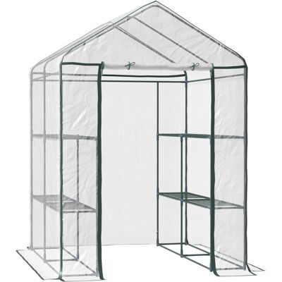 OEM Invernadero De Exterior Invernadero De Jardín De 3 Niveles Con Estantes Marco De Acero Cubierta De Pvc Para Cultivo De Plantas Flores Verduras 143x143x195 Cm Translúcido Y Verde OEM Invernadero De Exterior Invernadero De Jardín De 3 Niveles Con Estantes Marco De Acero Cubierta De Pvc Para Cultivo De Plantas Flores Verduras 143x143x195 Cm Translúcido Y Verde
