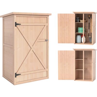 JHY DESIGN Caseta De Jardín De Madera De Abeto Con Techo Impermeable Y 2 Estantes, 75 X 56 X 115 Cm. JHY DESIGN Caseta De Jardín De Madera De Abeto Con Techo Impermeable Y 2 Estantes, 75 X 56 X 115 Cm.