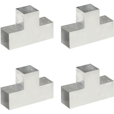 vidaXL Conectores de postes 4 pcs Forma T Metal galvanizado 101x101 mm - Conectores de postes vidaXL Conectores de postes 4 pcs Forma T Metal galvanizado 101x101 mm - Conectores de postes