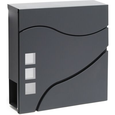 Wiltec - Buzón De Diseño V28 Antracita 370 X 105 X 370 Mm, De Pared Con Cerradura Y Hueco Para El Periódico, De Acero Con Recubrimiento En Polvo Wiltec - Buzón De Diseño V28 Antracita 370 X 105 X 370 Mm, De Pared Con Cerradura Y Hueco Para El Periódico, De Acero Con Recubrimiento En Polvo