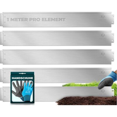 Kesser® Borde De Césped Metal - Plata, Longitud 30m - Altura 18cm Kesser® Borde De Césped Metal - Plata, Longitud 30m - Altura 18cm