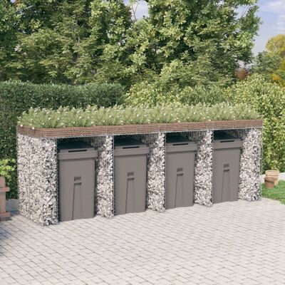Muro de gaviones de hierro galvanizado para cubo de basura - Decoración de jardín Muro de gaviones de hierro galvanizado para cubo de basura - Decoración de jardín