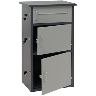 DÉCOSHOP26 Aja Para Paquetes Con 3 Compartimentos Con Cerradura 89 X 49 X 38 Cm En Acero Gris Oscuro/gris Claro 04000937 DÉCOSHOP26 Aja Para Paquetes Con 3 Compartimentos Con Cerradura 89 X 49 X 38 Cm En Acero Gris Oscuro/gris Claro 04000937
