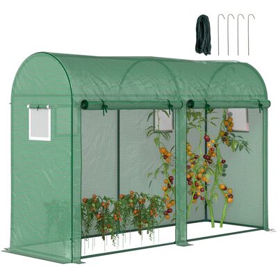 OEM Invernadero De Exterior 300x100x200 Cm Invernadero De Jardín Invernadero Con 4 Ventanas 2 Puertas Cubierta De Pe 140g/㎡ Y Marco De Acero Para Cultivos Plantas Flores Verde OEM Invernadero De Exterior 300x100x200 Cm Invernadero De Jardín Invernadero Con 4 Ventanas 2 Puertas Cubierta De Pe 140g/㎡ Y Marco De Acero Para Cultivos Plantas Flores Verde