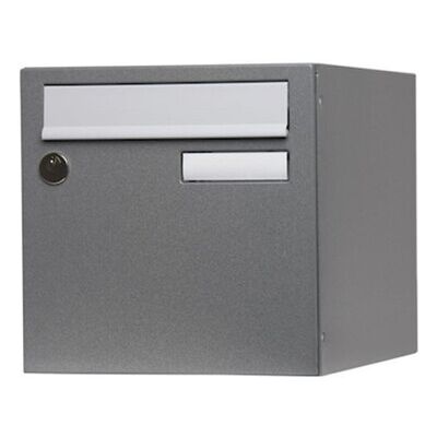 Caja De Buzón Normalizada De 2 Puertas Para Exterior, Acero Gris Brillante, Planeta - Renz Caja De Buzón Normalizada De 2 Puertas Para Exterior, Acero Gris Brillante, Planeta - Renz