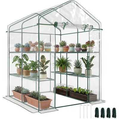 JHY DESIGN Invernadero Exterior De Jardín Fabricado En Pvc Transparente, Invernadero Para Balcón Con Estantes Para Plantas Hortícolas, 1,43 X 1,43 X 1,95 M JHY DESIGN Invernadero Exterior De Jardín Fabricado En Pvc Transparente, Invernadero Para Balcón Con Estantes Para Plantas Hortícolas, 1,43 X 1,43 X 1,95 M