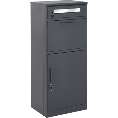 BELIANI Buzón Para Paquetes Y Cartas Casilla De Paquetería De Acero Cerradura Con Llave Apta Para Cualquier Clima Exterior Gris Grafito Cisternino BELIANI Buzón Para Paquetes Y Cartas Casilla De Paquetería De Acero Cerradura Con Llave Apta Para Cualquier Clima Exterior Gris Grafito Cisternino