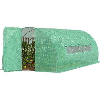 JHY DESIGN Invernadero Tipo Túnel Con Puerta Y 8 Ventanas, Invernadero De Jardín De Pe Y Metal Galvanizado, Para El Cultivo De Plantas, 600 X 300 X 200 Cm JHY DESIGN Invernadero Tipo Túnel Con Puerta Y 8 Ventanas, Invernadero De Jardín De Pe Y Metal Galvanizado, Para El Cultivo De Plantas, 600 X 300 X 200 Cm