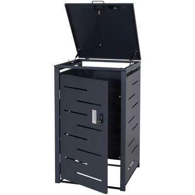 DÉCOSHOP26 Aja De Almacenamiento De Acero Galvanizado Antracita 103x60x62 Cm Con Cerradura Apta Para Contenedores De 80-120 Litros 04000570 DÉCOSHOP26 Aja De Almacenamiento De Acero Galvanizado Antracita 103x60x62 Cm Con Cerradura Apta Para Contenedores De 80-120 Litros 04000570