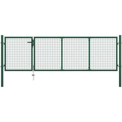 Vidaxl - Puerta De Jardín De Acero Verde 350x100 Cm Vidaxl - Puerta De Jardín De Acero Verde 350x100 Cm