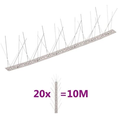 vidaXL Spikes de acero inoxidable para aves y palomas 20 unidades 10 m vidaXL Spikes de acero inoxidable para aves y palomas 20 unidades 10 m