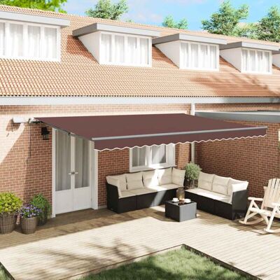 vidaXL 500x300 cm Toldo retráctil marrón manual - Retractable Awning vidaXL 500x300 cm Toldo retráctil marrón manual - Retractable Awning