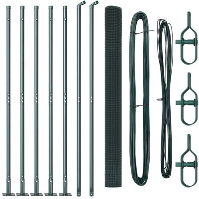 Postes de Cerca de Acero Galvanizado Verde - Juego de 2 Postes de Cerca de Acero Galvanizado Verde - Juego de 2