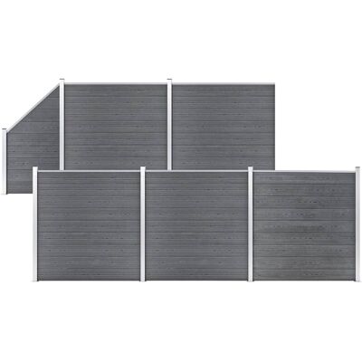 Vidaxl - Set De Valla 5 Cuadradas + 1 Oblicua Wpc Gris 965x186 Cm Vidaxl - Set De Valla 5 Cuadradas + 1 Oblicua Wpc Gris 965x186 Cm