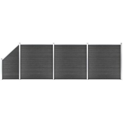 Vidaxl - Set De Paneles De Valla Wpc Negro 619x(105-186) Cm Vidaxl - Set De Paneles De Valla Wpc Negro 619x(105-186) Cm