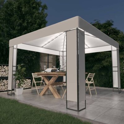 Vidaxl - Cenador Con Doble Techo Y Tira De Luces Led Blanco 3x3 M Vidaxl - Cenador Con Doble Techo Y Tira De Luces Led Blanco 3x3 M