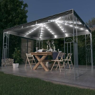 Vidaxl - Cenador Con Tira De Luces Led 400x300 Cm Gris Antracita Vidaxl - Cenador Con Tira De Luces Led 400x300 Cm Gris Antracita