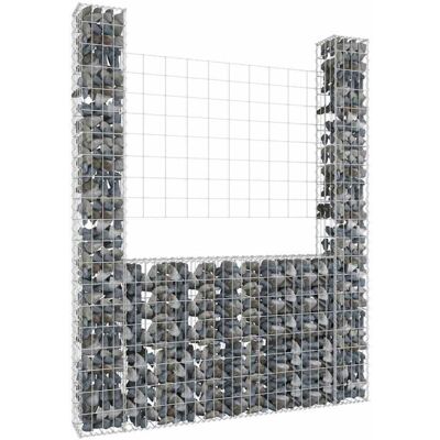 Vidaxl - Cesta De Gaviones Forma De U 2 Postes De Hierro 140x20x200 Cm Vidaxl - Cesta De Gaviones Forma De U 2 Postes De Hierro 140x20x200 Cm