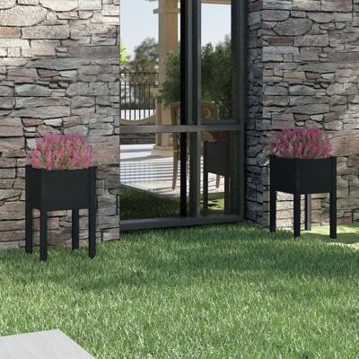 Vidaxl - Jardineras 2 Unidades Madera Maciza De Pino Negro 40x40x70 Cm Vidaxl - Jardineras 2 Unidades Madera Maciza De Pino Negro 40x40x70 Cm