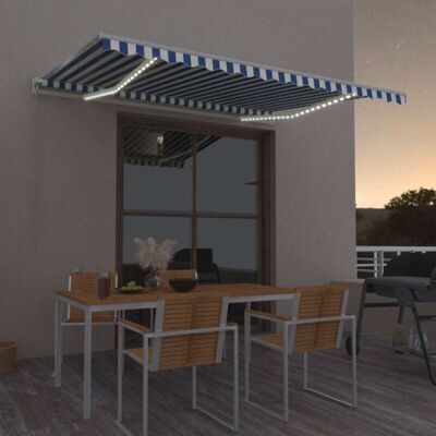 Toldo Automático Led Sensor De Viento Azul Y Blanco 450x350 Cm Vidaxl Toldo Automático Led Sensor De Viento Azul Y Blanco 450x350 Cm Vidaxl