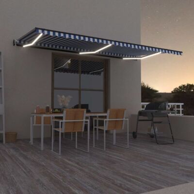 Toldo Automático Led Sensor De Viento Azul Y Blanco 600x300 Cm Vidaxl Toldo Automático Led Sensor De Viento Azul Y Blanco 600x300 Cm Vidaxl