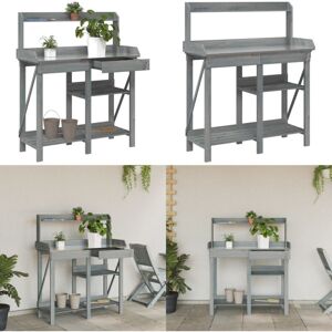 VIDAXL Banco Para Macetas Con Estantes Madera Maciza De Abeto Gris - Estante Para Plantas - Banco De Madera VIDAXL Banco Para Macetas Con Estantes Madera Maciza De Abeto Gris - Estante Para Plantas - Banco De Madera