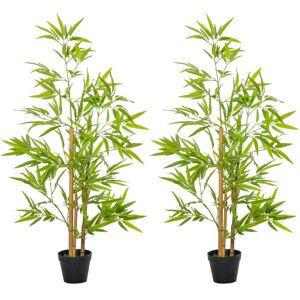 Outsunny - Conjunto De 2 Bambús Artificiales 120 Cm Árboles Artificiales Plantas Artificiales Con Maceta Para Interior Exterior Hogar Salón Oficina Verde Outsunny - Conjunto De 2 Bambús Artificiales 120 Cm Árboles Artificiales Plantas Artificiales Con Maceta Para Interior Exterior Hogar Salón Oficina Verde