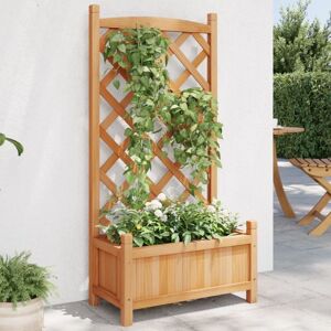 Vidaxl - Jardinera Con Enrejado De Madera Maciza De Abeto Marrón Vidaxl - Jardinera Con Enrejado De Madera Maciza De Abeto Marrón