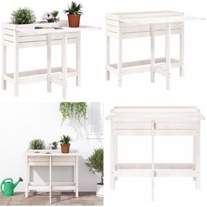 VIDAXL Jardinera Con Tapa Plegable Madera Maciza De Pino Blanca - Jardinera Con Tablero Plegable - Madera De Pino VIDAXL Jardinera Con Tapa Plegable Madera Maciza De Pino Blanca - Jardinera Con Tablero Plegable - Madera De Pino