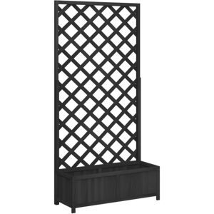 Vidaxl - Jardinera Con Enrejado Madera Maciza De Abeto Negro Vidaxl - Jardinera Con Enrejado Madera Maciza De Abeto Negro