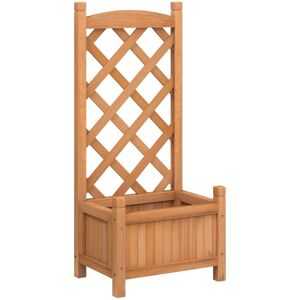 Jardinera Con Enrejado De Madera Maciza De Abeto Marrón Vidaxl Jardinera Con Enrejado De Madera Maciza De Abeto Marrón Vidaxl