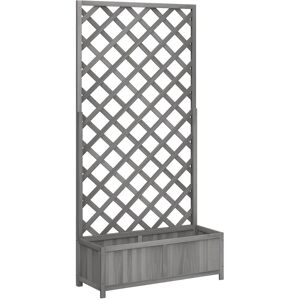 Vidaxl - Jardinera Con Enrejado Madera Maciza De Abeto Gris Vidaxl - Jardinera Con Enrejado Madera Maciza De Abeto Gris